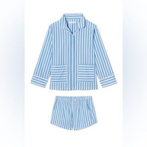 LAKE Coastal Blue Striped Pajama Cover Up Beach Matching Set - Medium